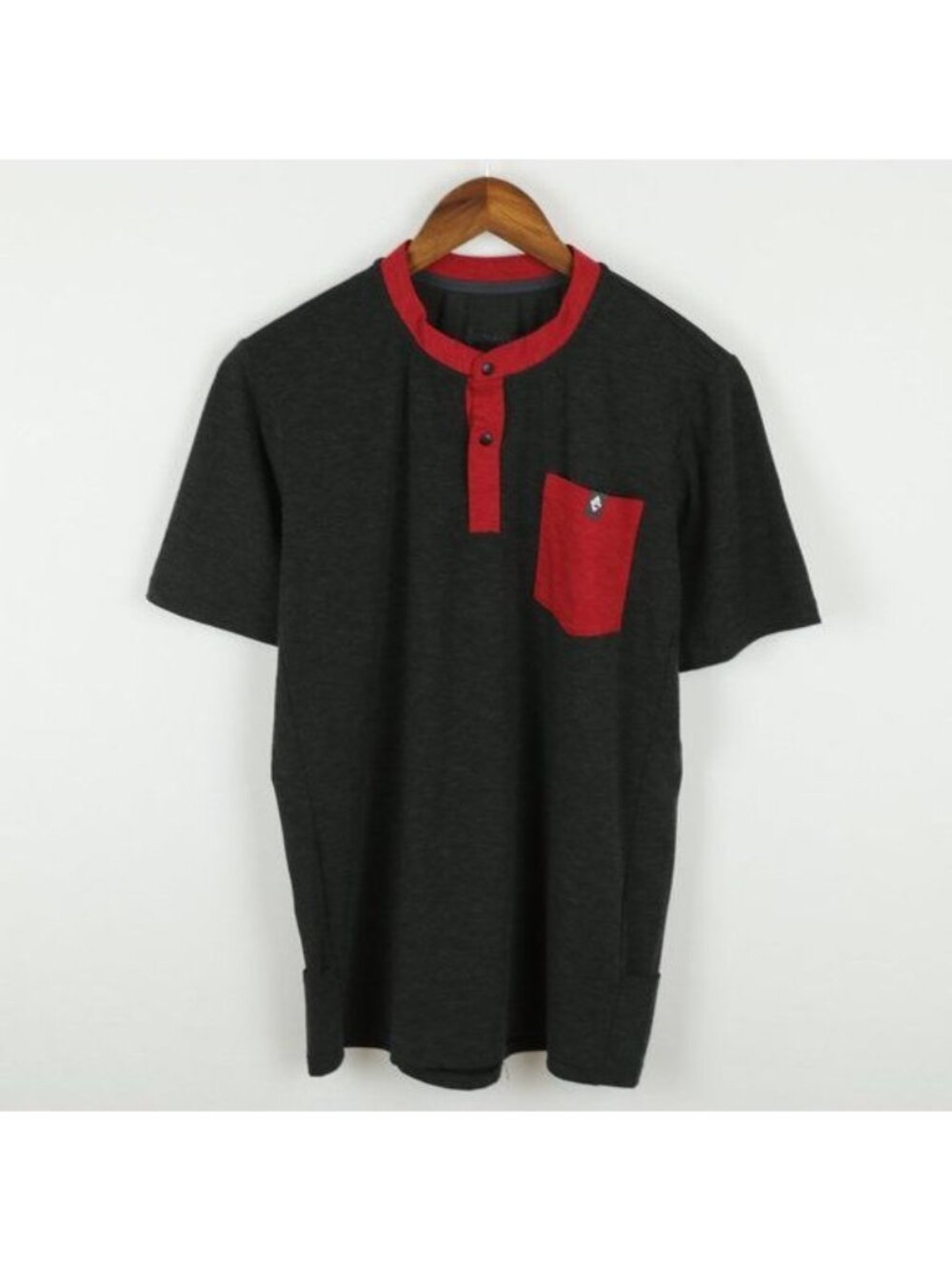 Panache Men's Small Gray Red Wool Blend Henley Short Sleeve Cycling Jersey